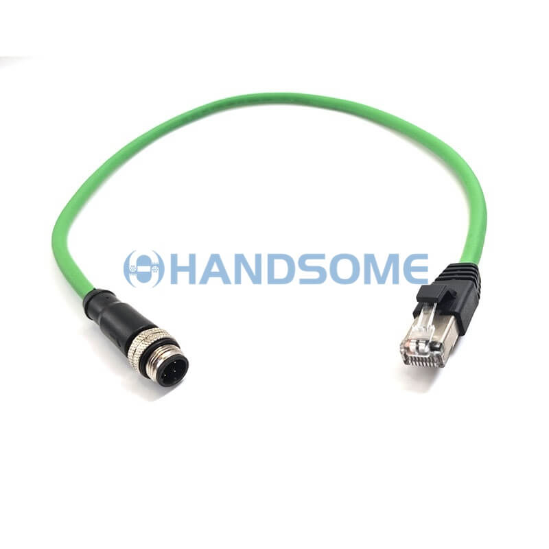 Industrial Ethernet Cable, M12 4P Male D-Coded to RJ45 Cable