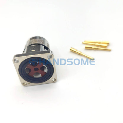 M23 Power 4-Pin Male Socket Panel Mount Connector, Circular Industrial Plug for Servo Motors & Power Supply