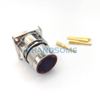 M23 Power 4-Pin Male Socket Panel Mount Connector, Circular Industrial Plug for Servo Motors & Power Supply