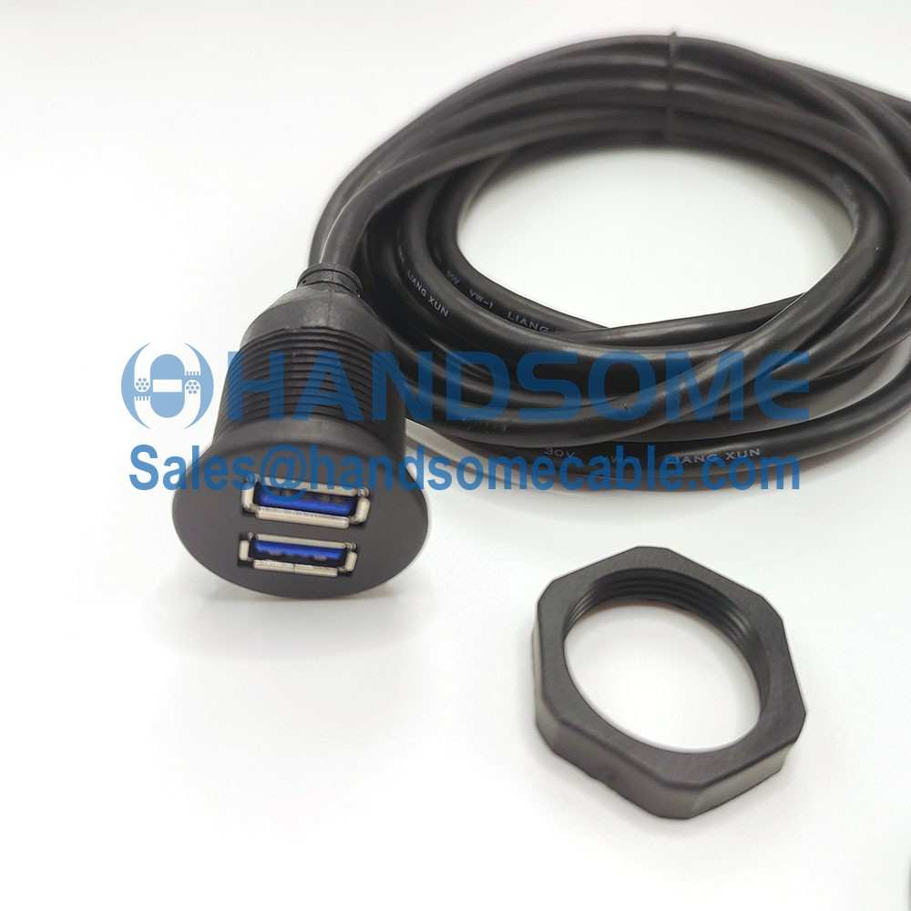 Dual Port USB 3.0 Female to Male Cable 2m