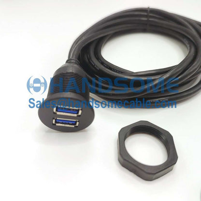 Dual Port USB 3.0 Female to Male Cable 2m